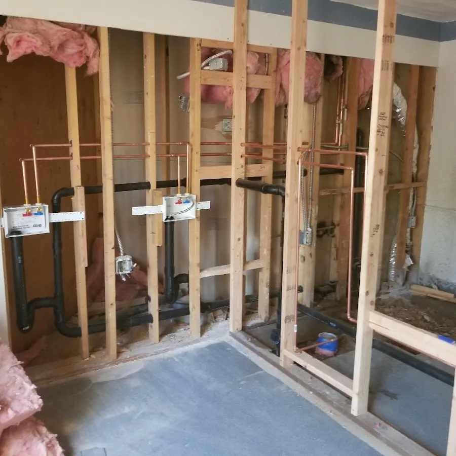 Copper pipe rough-in and plumbing installation in Harrisville